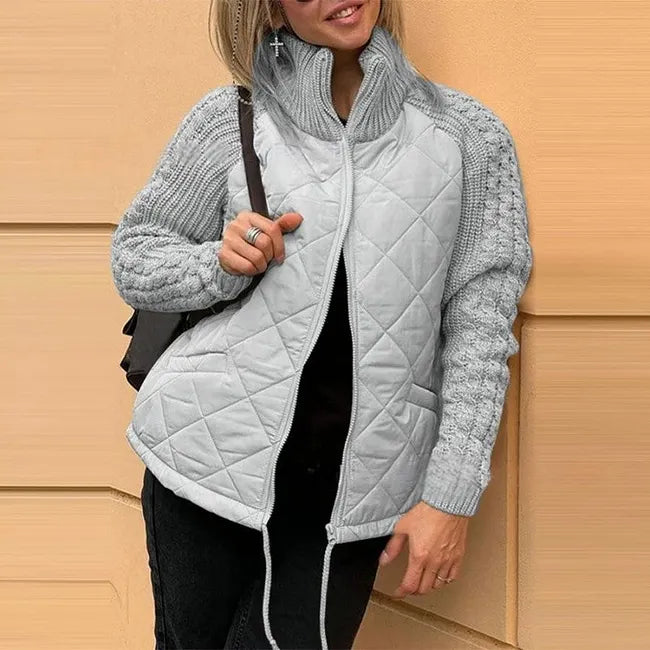 Karoliina - Chaqueta De Plumón De Punto en Estilo Patchwork