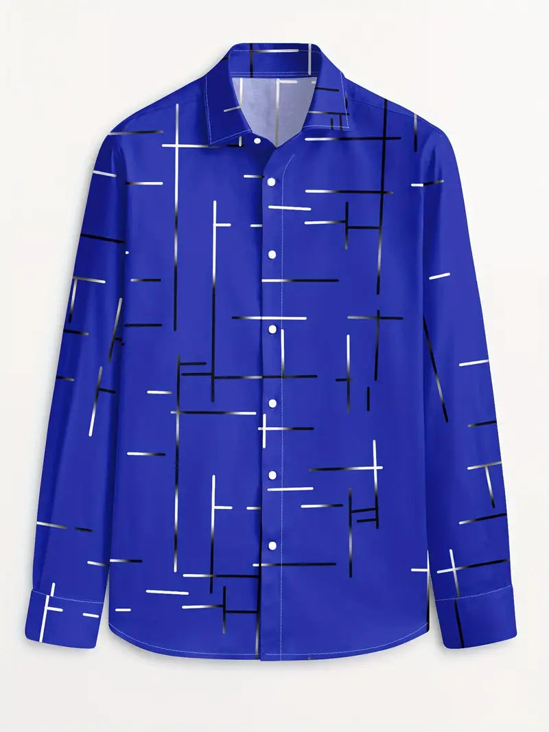 Nerio - Camisa De Manga Larga Con Estampado Geométrico