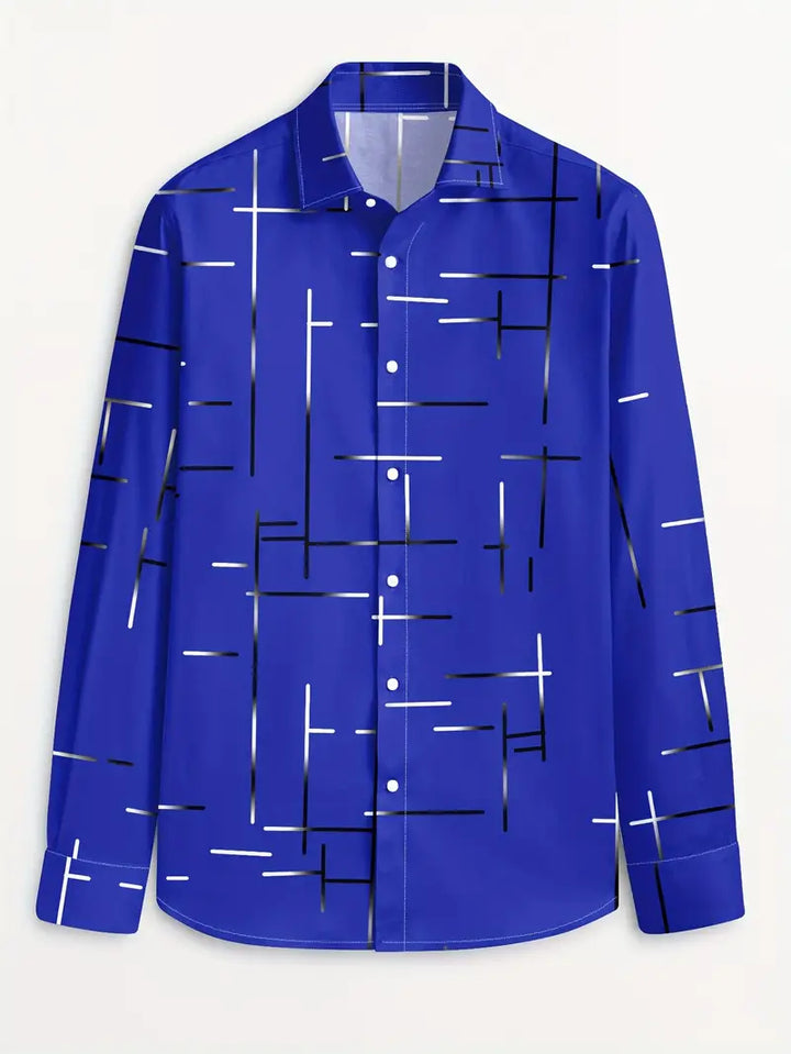 Nerio - Camisa De Manga Larga Con Estampado Geométrico
