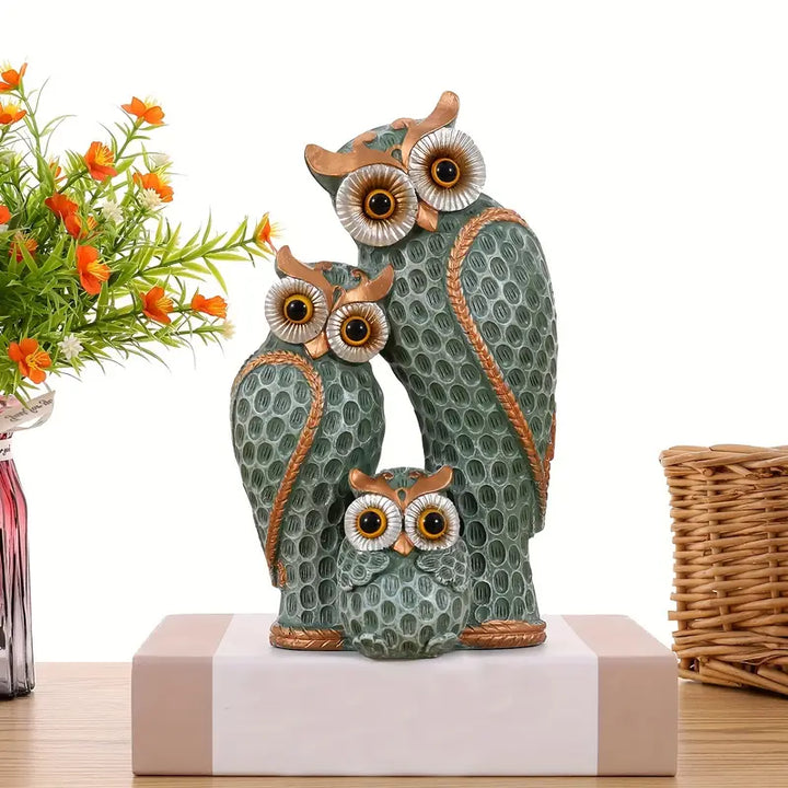 EchoOwlet - Figurita Moderna De Una Familia De Búhos