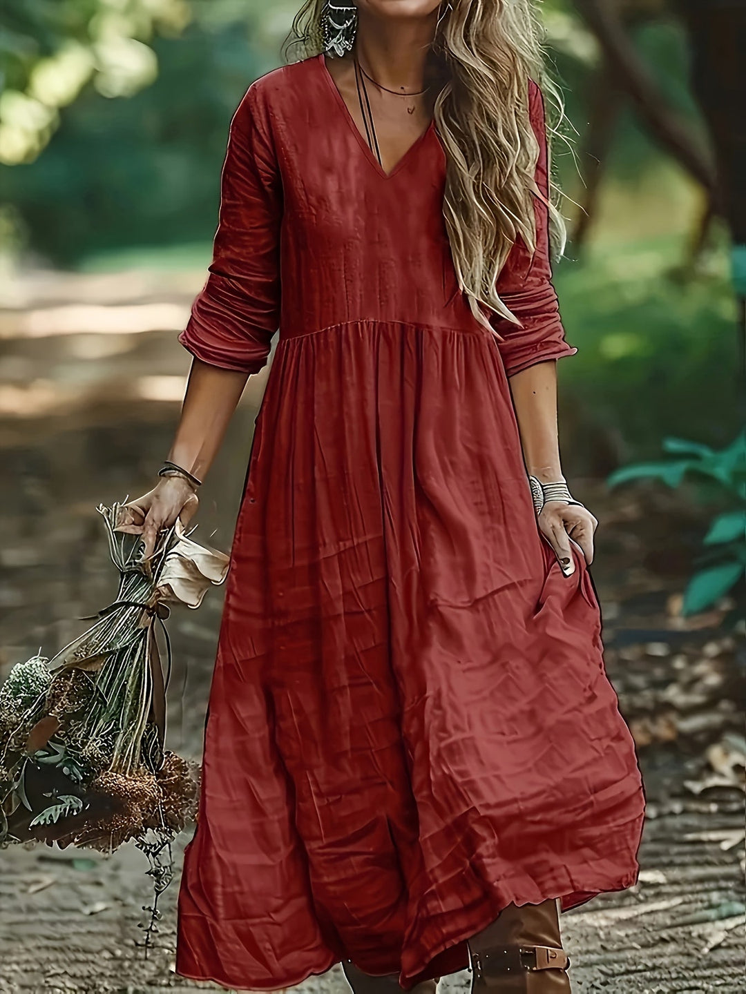 Shirron - Vestido Largo de Moda Con Cuello en V