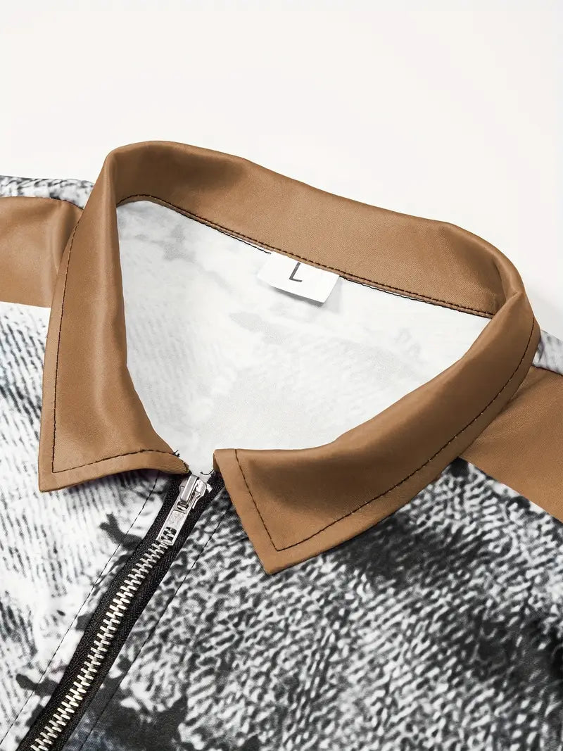 Zerem - Camisa de Manga Larga con Bloques de color y Cremallera