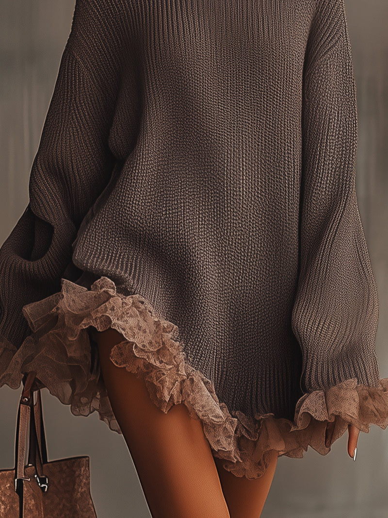 Jaylene  - Vestido de Punto de Cuello Alto