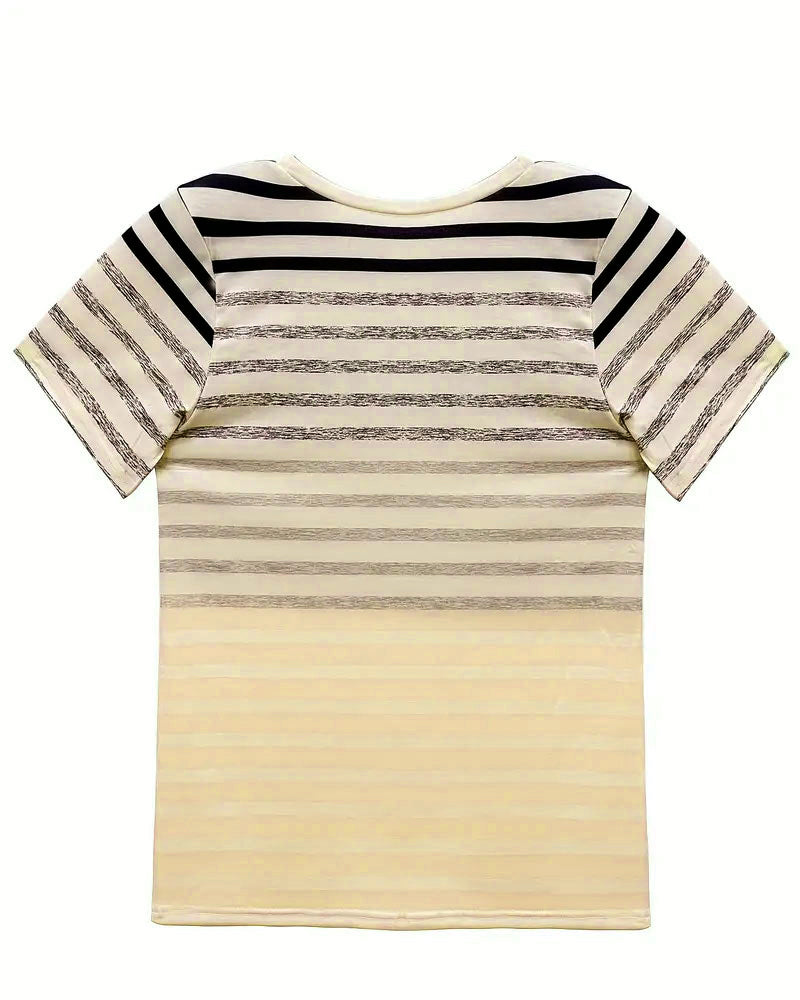 Kellie - Camiseta De Cuello Redondo Y Manga Corta A Rayas