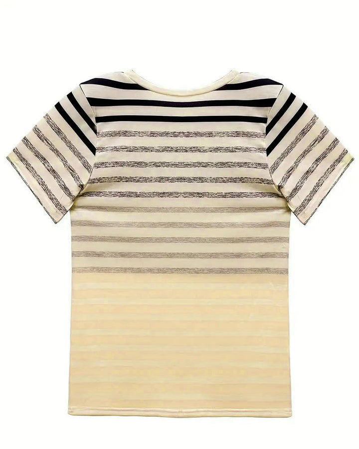 Kellie - Camiseta De Cuello Redondo Y Manga Corta A Rayas