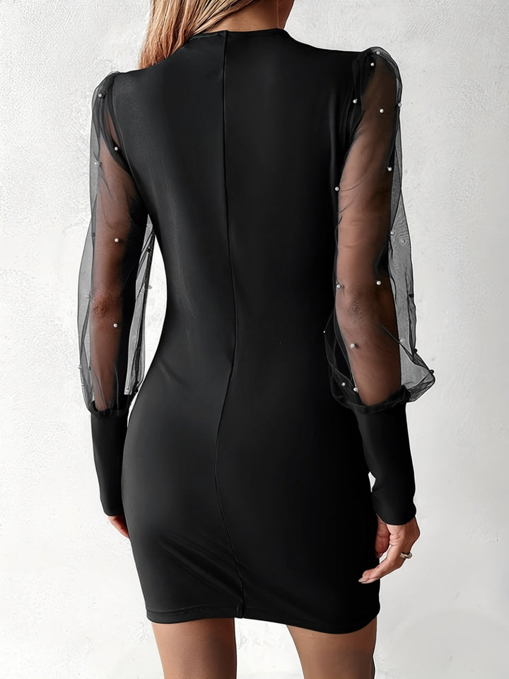 Yamato - Vestido Plisado Con Cuentas y Mangas De Tul