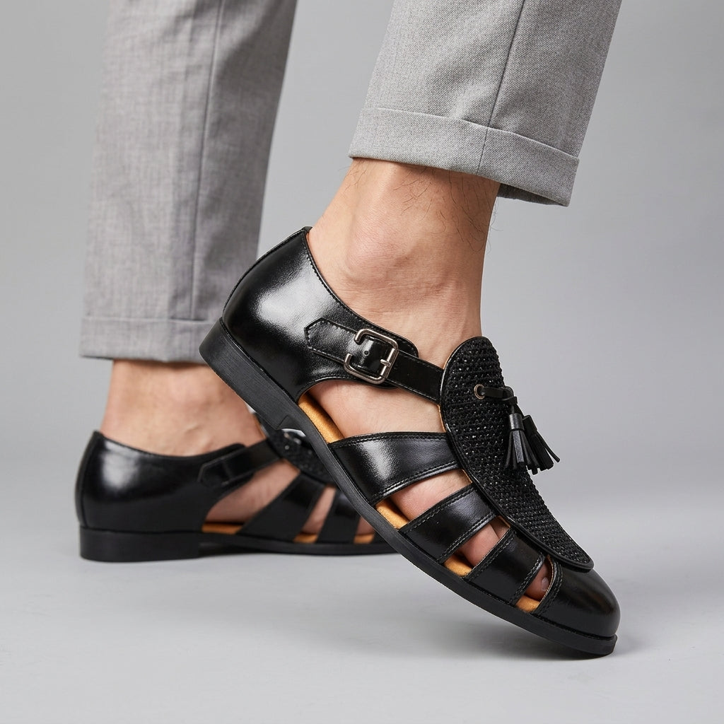 Andarson - Sandalias de Piel Con Borlas y Puntera Cerrada