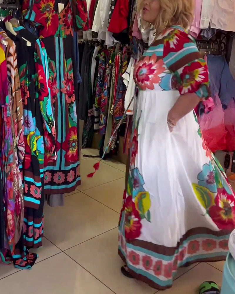 Nerijaa - Vestido Floral Con Escote En V Profundo