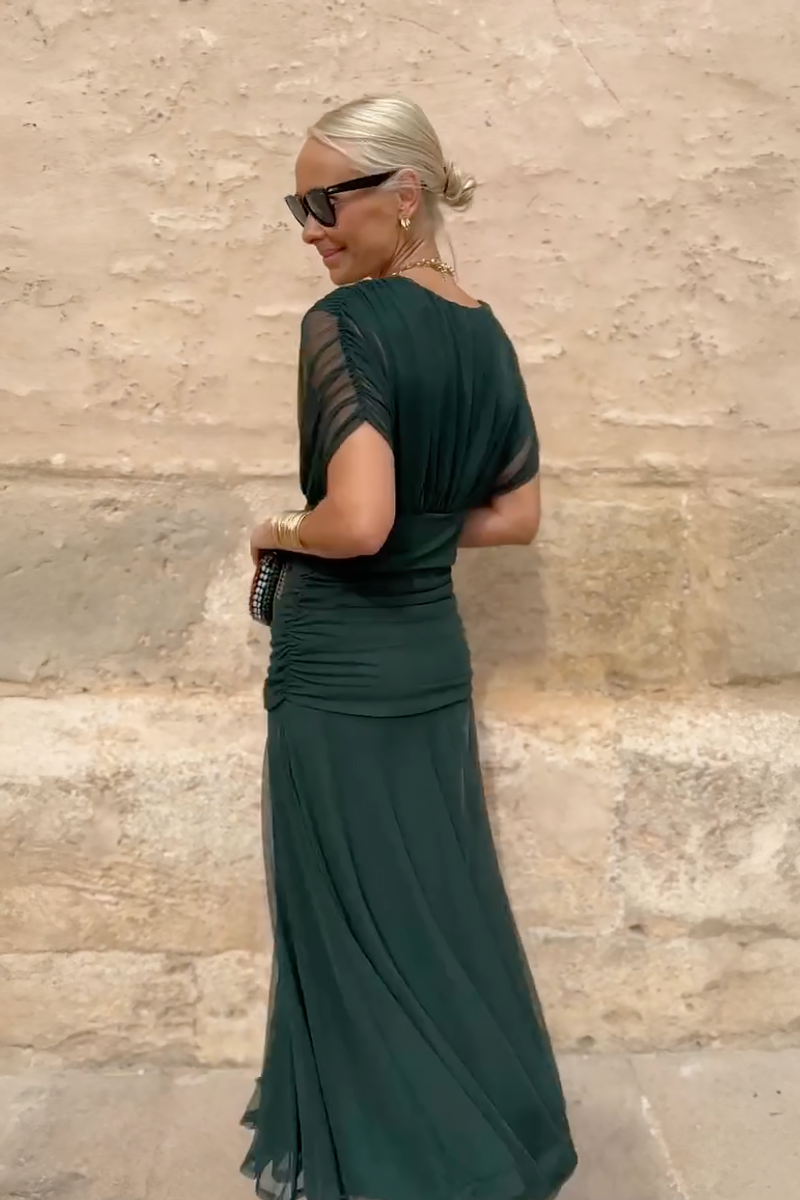 Nefeli - Elegante Vestido Largo De Fiesta Con Cuello En V