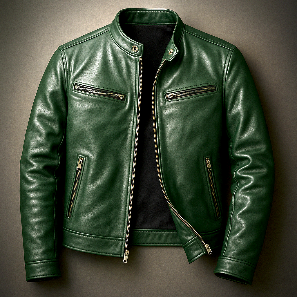 Jaromir - Chaqueta Vntage De Cuero Con Cremallera
