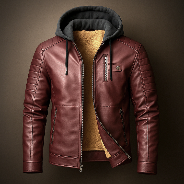 Glendon - Elegante Chaqueta de Cuero con Capucha
