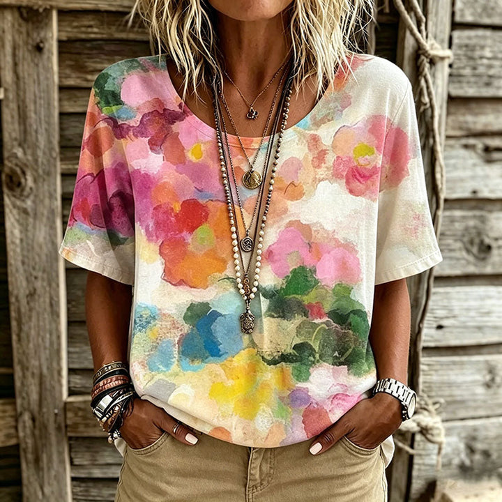 Pritey - Camiseta Con Estampado Floral