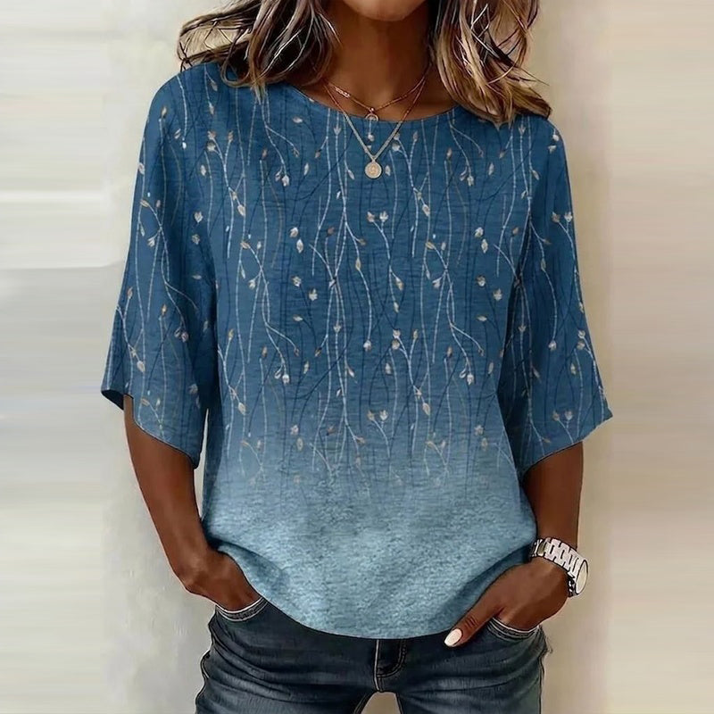 Eelene - Blusa Vintage Con Estampado De Hojas
