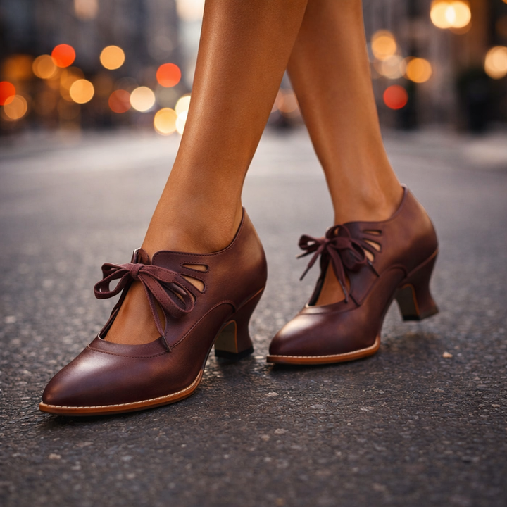 Anasty - Zapatos de Tacón Medio Con Cordones