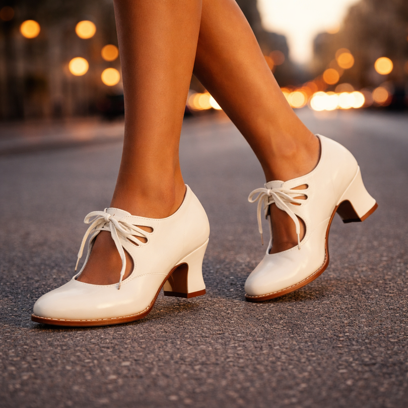 Anasty - Zapatos de Tacón Medio Con Cordones