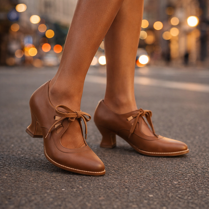 Anasty - Zapatos de Tacón Medio Con Cordones