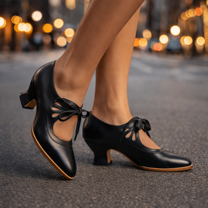 Anasty - Zapatos de Tacón Medio Con Cordones