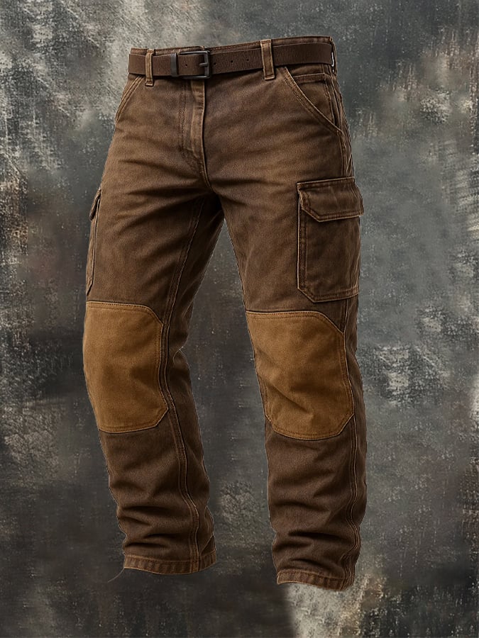 Zakary - Pantalón Vintage De Aventura Con Costuras Desgastadas y Rodillas Reforzadas