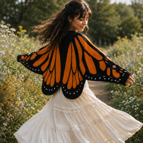 Zoliana - Cárdigan De Punto Con Estampado De Alas De Mariposa Monarca