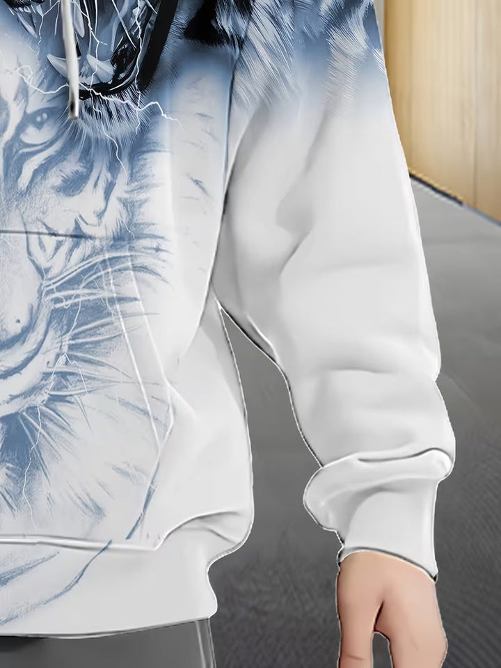 Luciano - Sudadera Con Capucha y Estampado De Tigre Con Cremallera