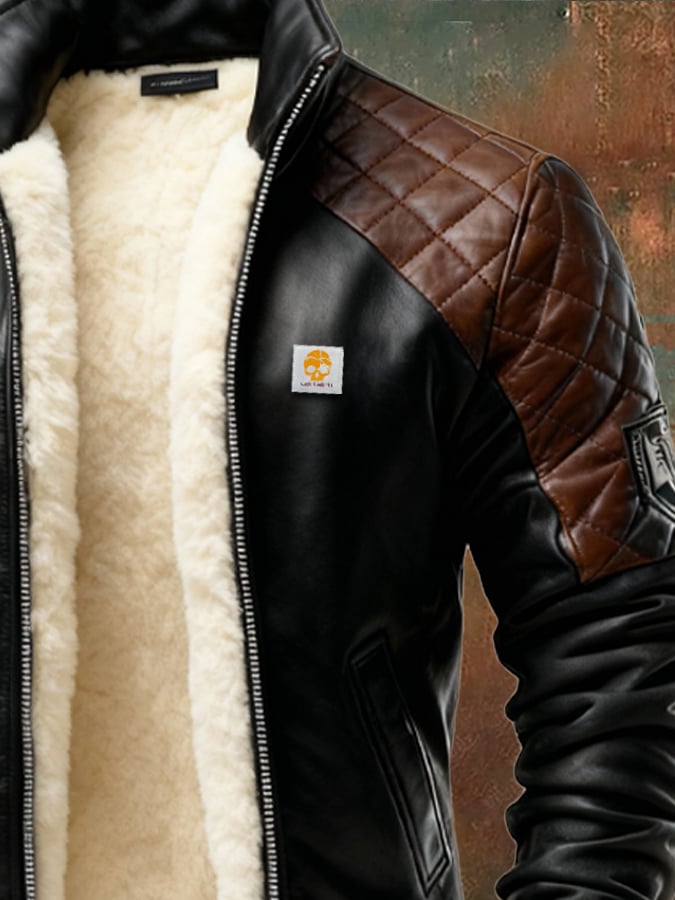 Enzo - Chaqueta De Cuero Acolchada Con Forro De Felpa