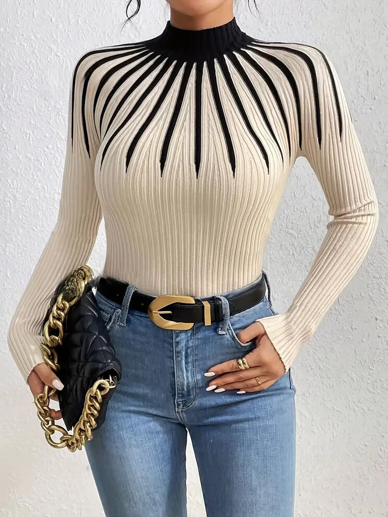 Maider - Elegante Jersey De Manga Larga Con Cuello Alto