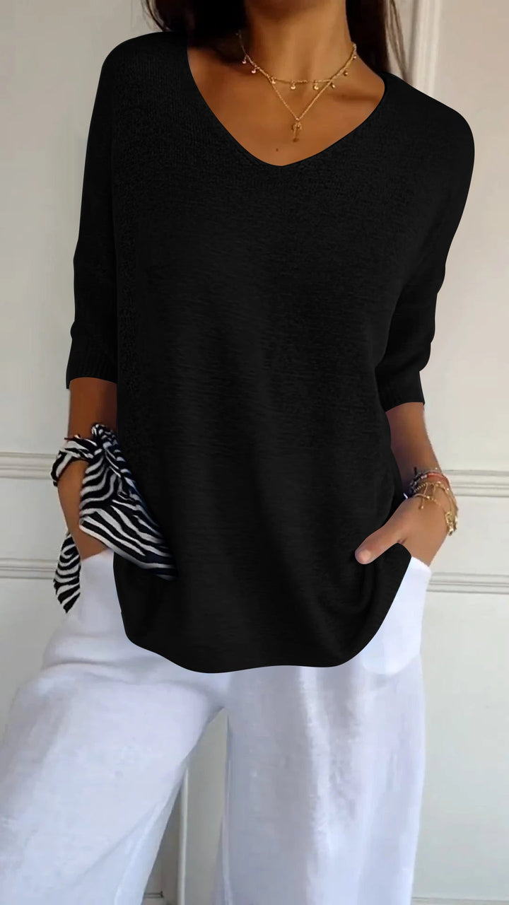 Rosel - Top De Punto Liso Con Cuello En V