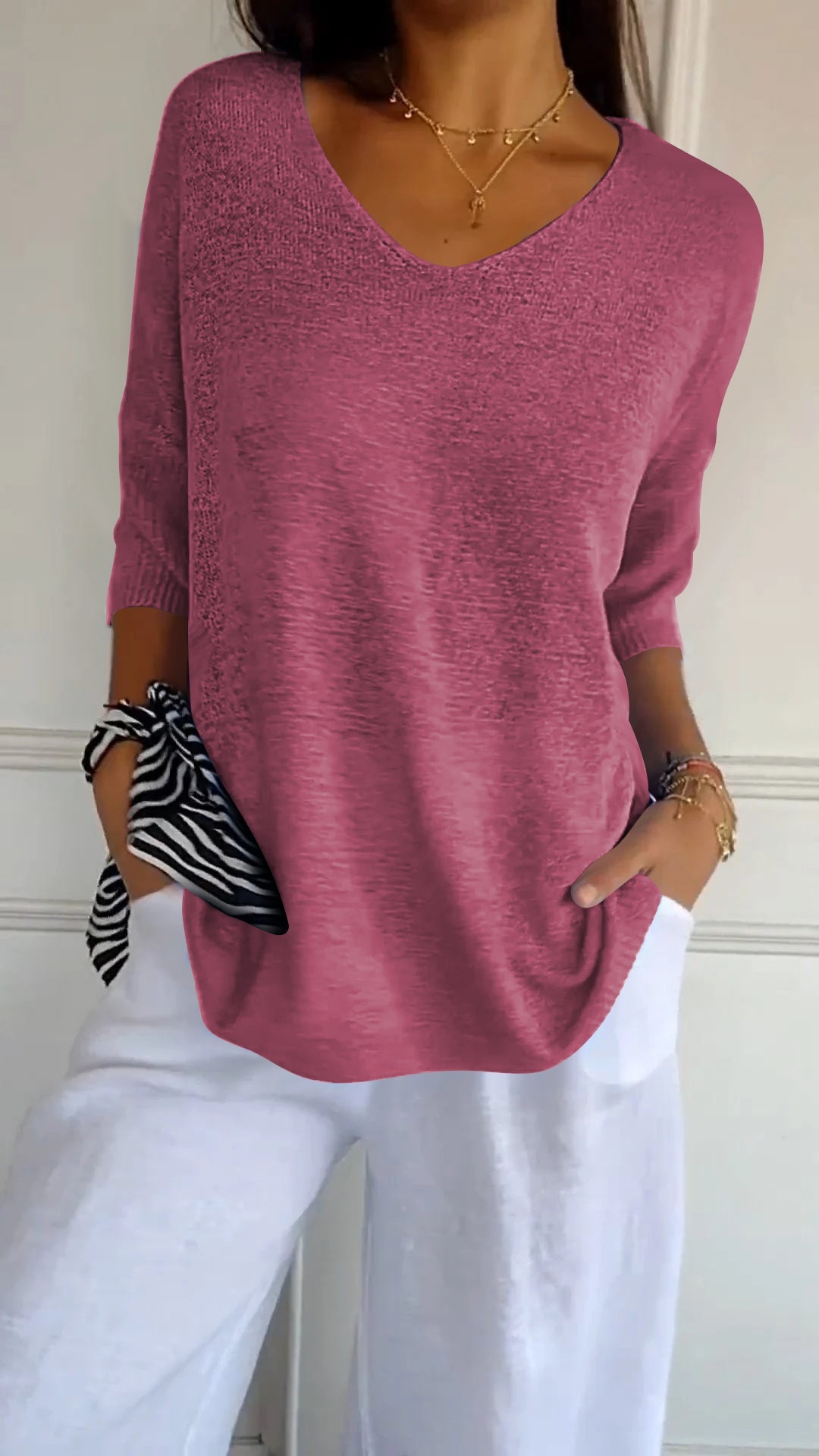 Rosel - Top De Punto Liso Con Cuello En V