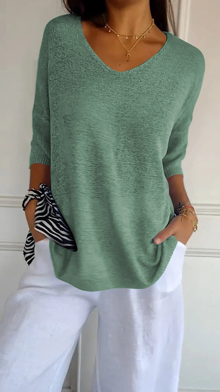 Rosel - Top De Punto Liso Con Cuello En V