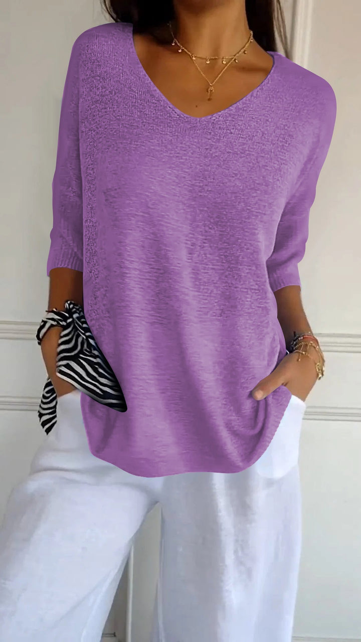 Rosel - Top De Punto Liso Con Cuello En V