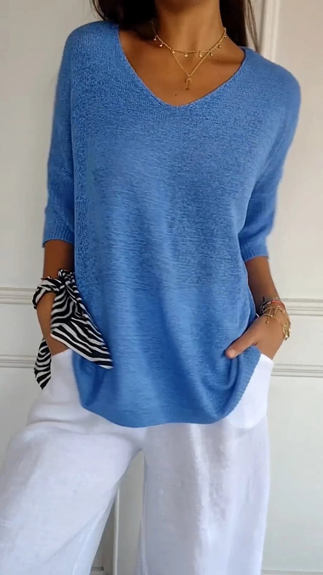 Rosel - Top De Punto Liso Con Cuello En V