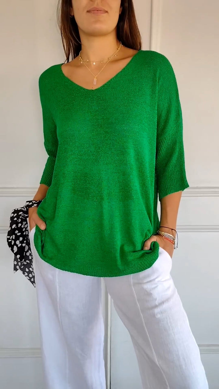 Rosel - Top De Punto Liso Con Cuello En V