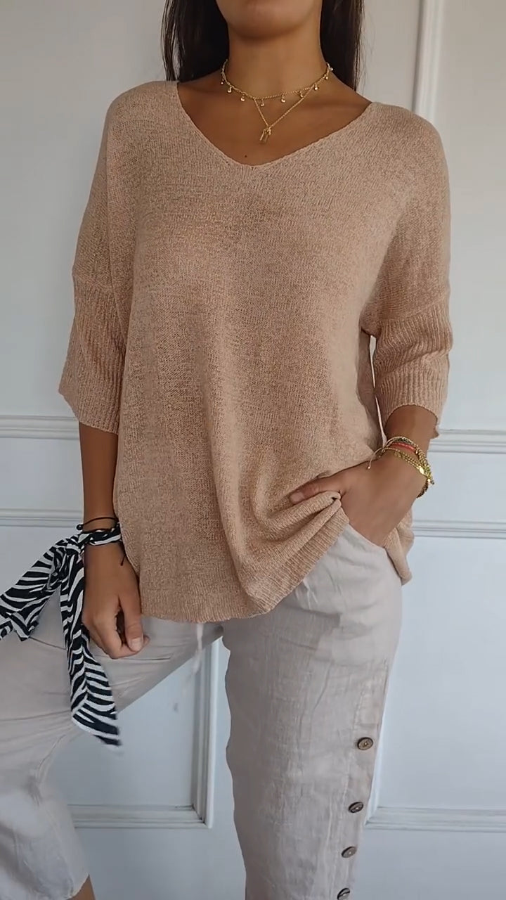 Rosel - Top De Punto Liso Con Cuello En V