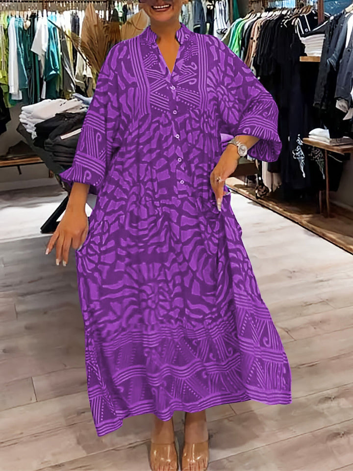 Elyanna - Vestido Estampado Con Cuello En V