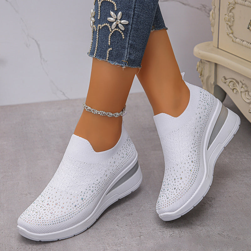 Loretha - Zapatillas Ortopédicas Con Cuña y Malla Cristalina