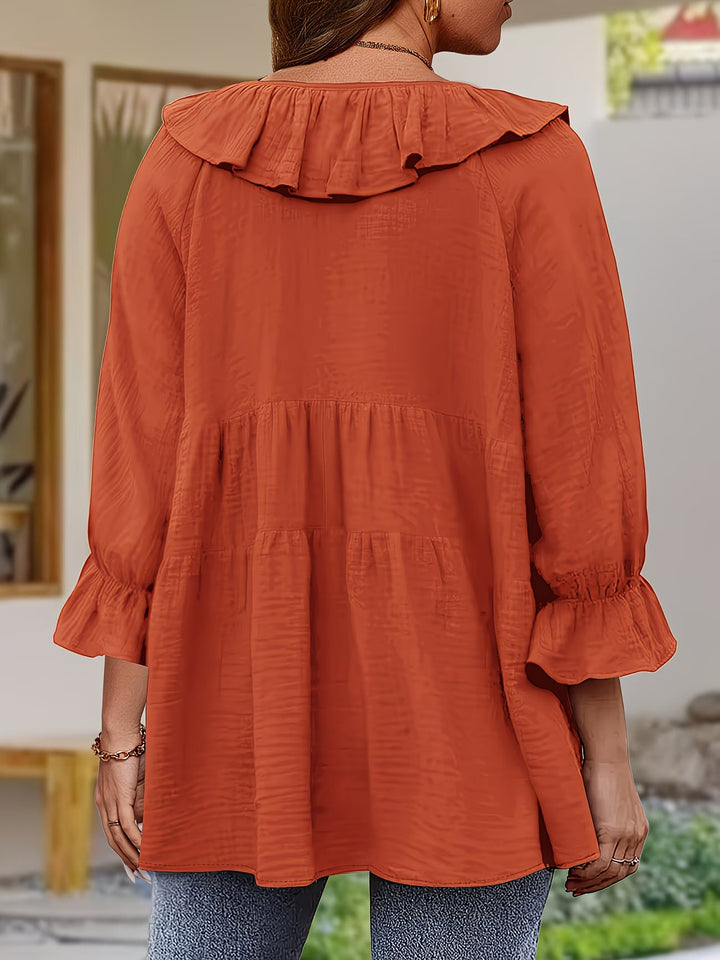 Garbine - Blusa Elegante Con Cuello De Volantes