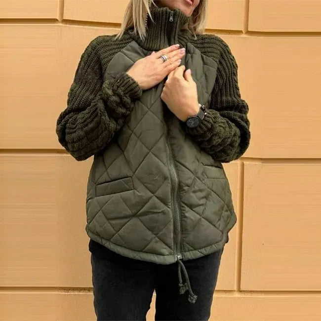 Karoliina - Chaqueta De Plumón De Punto en Estilo Patchwork