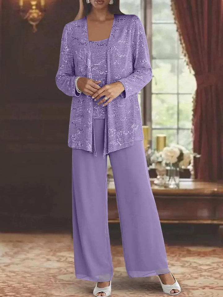 Gimena - Conjunto De Pantalón Y Cárdigan Con Purpurina