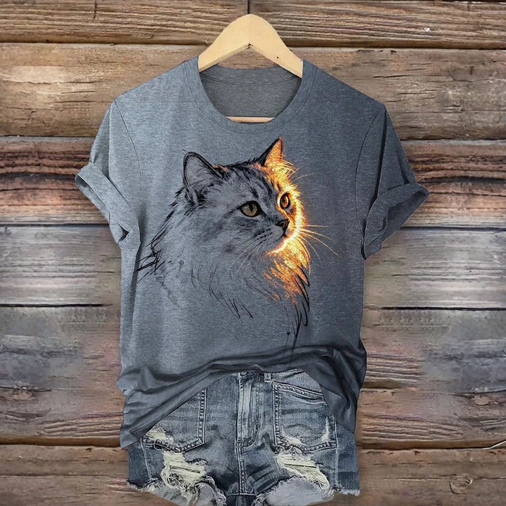 Meyya - Camiseta Informal Con Estampado De Gatos