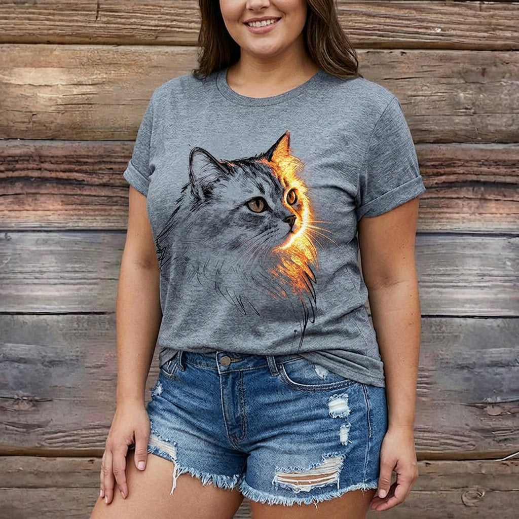 Meyya - Camiseta Informal Con Estampado De Gatos