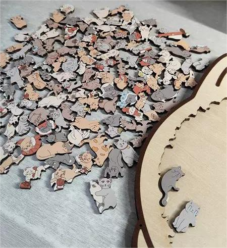 KittyCluster - Rompecabezas De Madera Con Forma De Gato De 135 Piezas