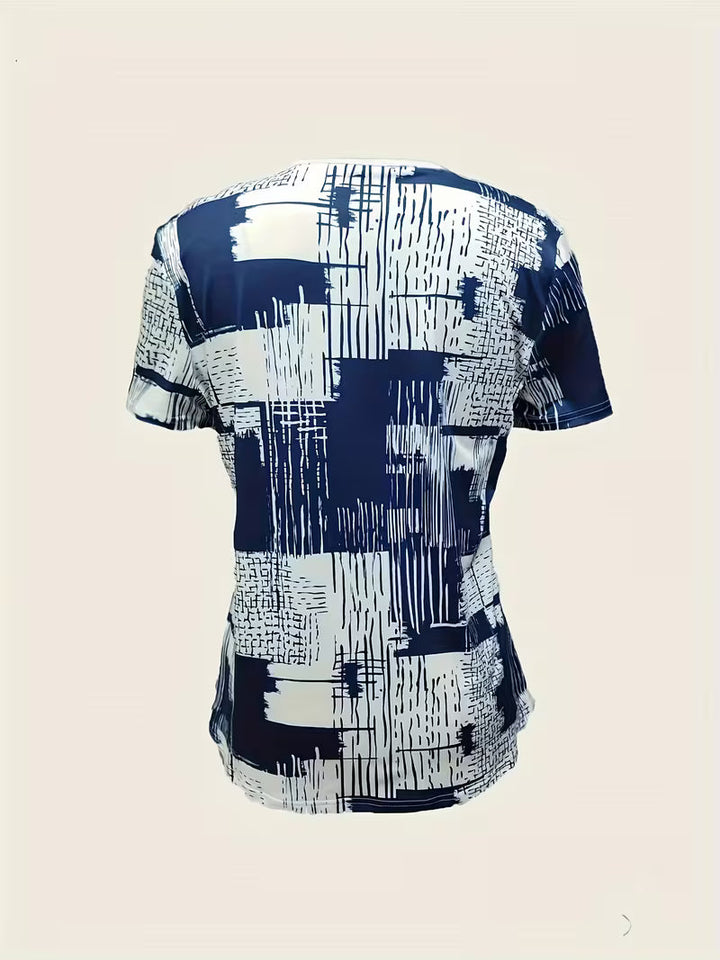Rosettan - Elegante camiseta de manga corta con cuello en V