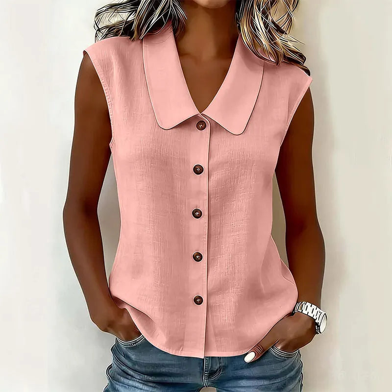 Chisato - Camisa Con Cuello en V Y Botones