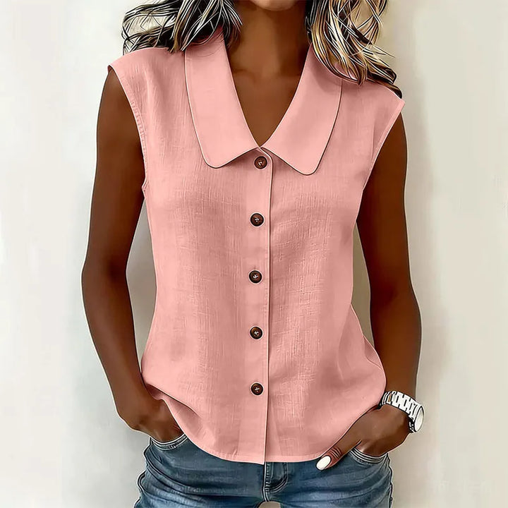 Chisato - Camisa Con Cuello en V Y Botones