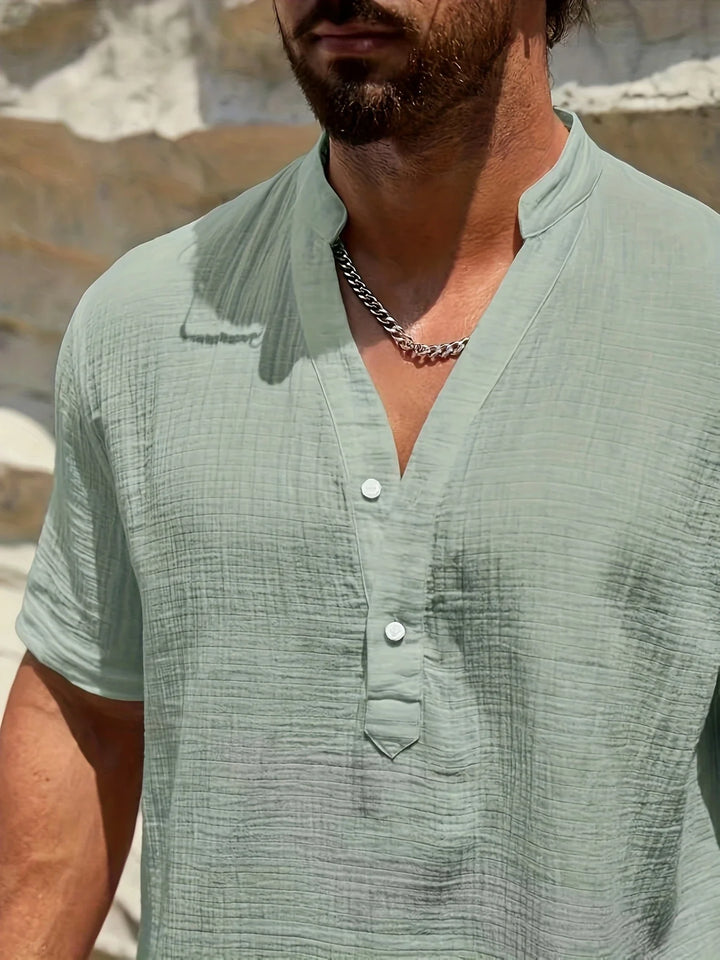 Sancho - Elegante Verano Camisa Con Cuello Alto