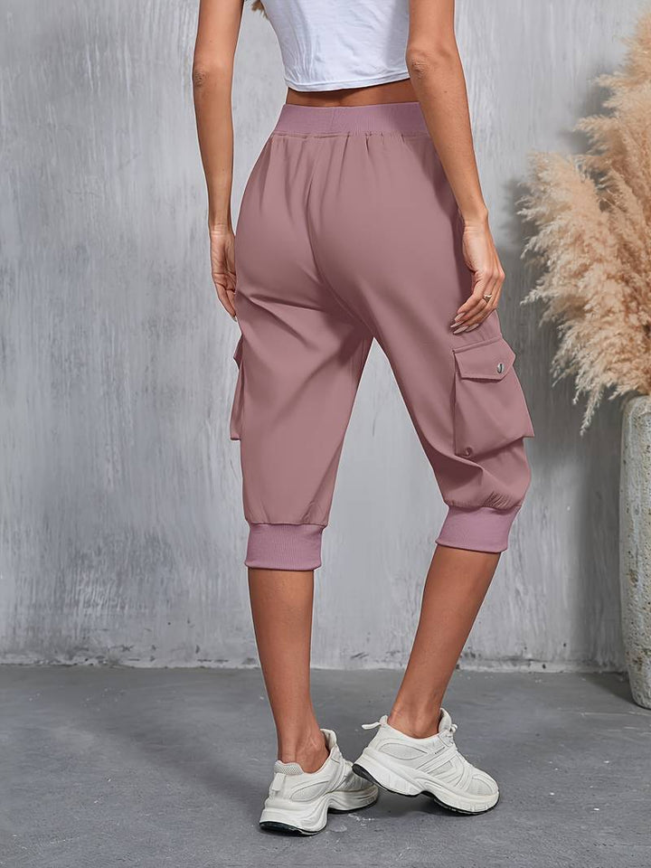 Kirabo - Pantalones Cargo De Verano Con Múltiples Bolsillos Y Cintura Elástica Acanalada