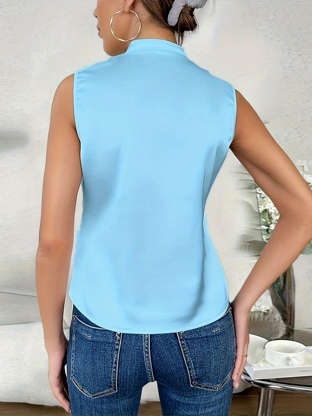 Cebulska - Elegante Sin Mangas Sobrepelliz Blusa