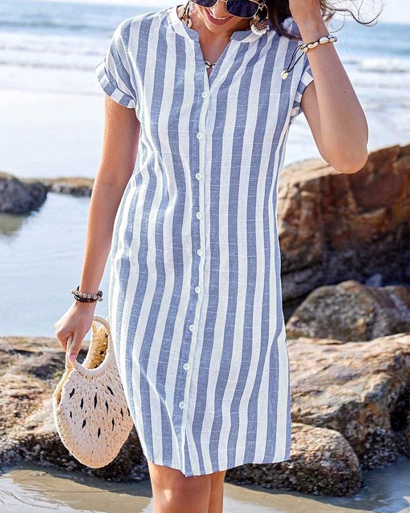 Berlisa - Elegante Vestido Camisero A Rayas