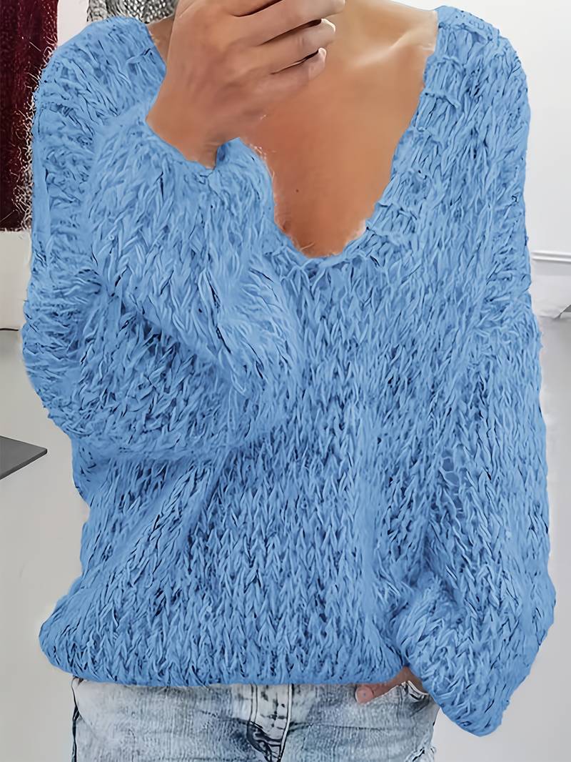 Lital - Elegante Jersey Suave Con Cuello en V