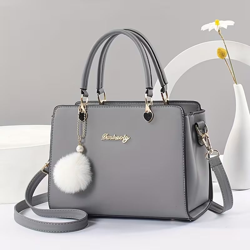 Sanika - Bolso de Mano Con Colgante de Pompón y Correa Para el Hombro